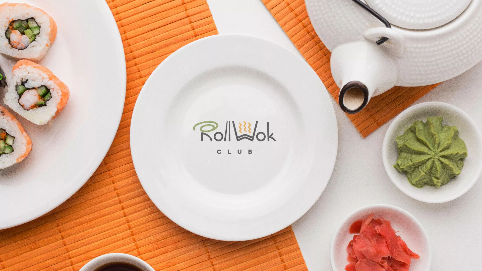 Разработка логотипа и фирменного стиля в Кондрово для суши-бара «Roll Wok Club» Разработка логотипа и фирменного стиля в Кондрово для суши-бара «Roll Wok Club»